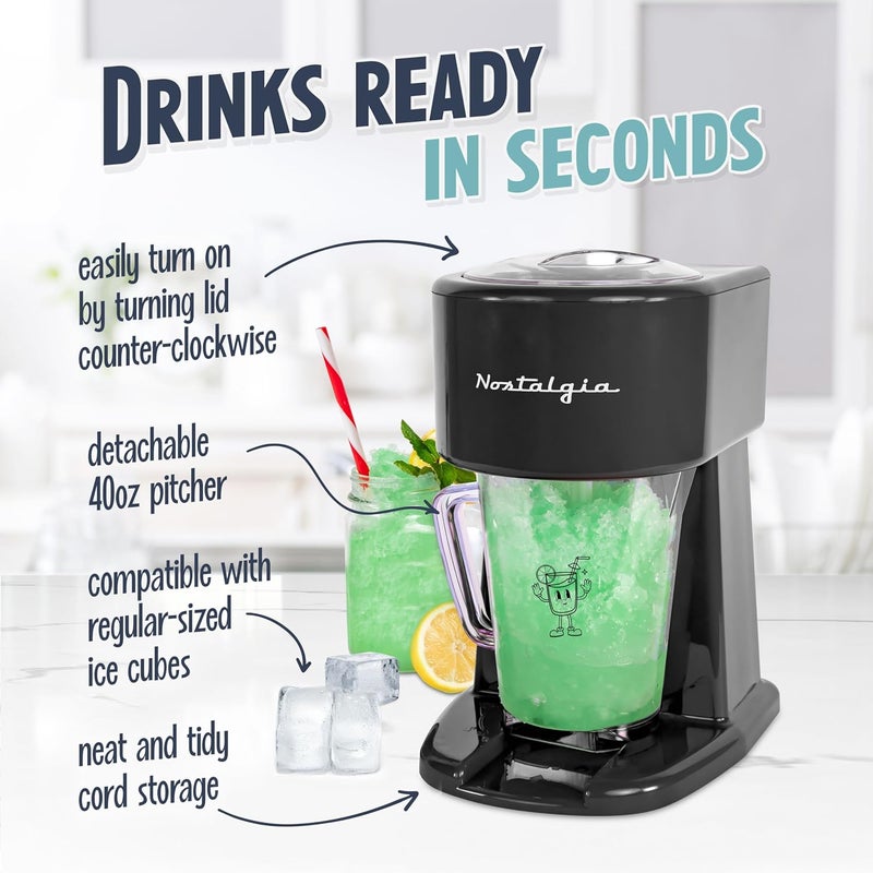 Nostalgia Retro 40-Ounce Frozen Beverage Station - Slushie Machine and Ice Shaver with Automatic Mixing for Soda, Cocktails and Margaritas - Easy & Safe Use - Black - Image 4